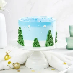 Snowfall Themed Winter Cake