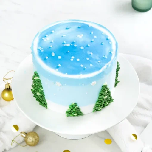 Snowfall Themed Winter Cake